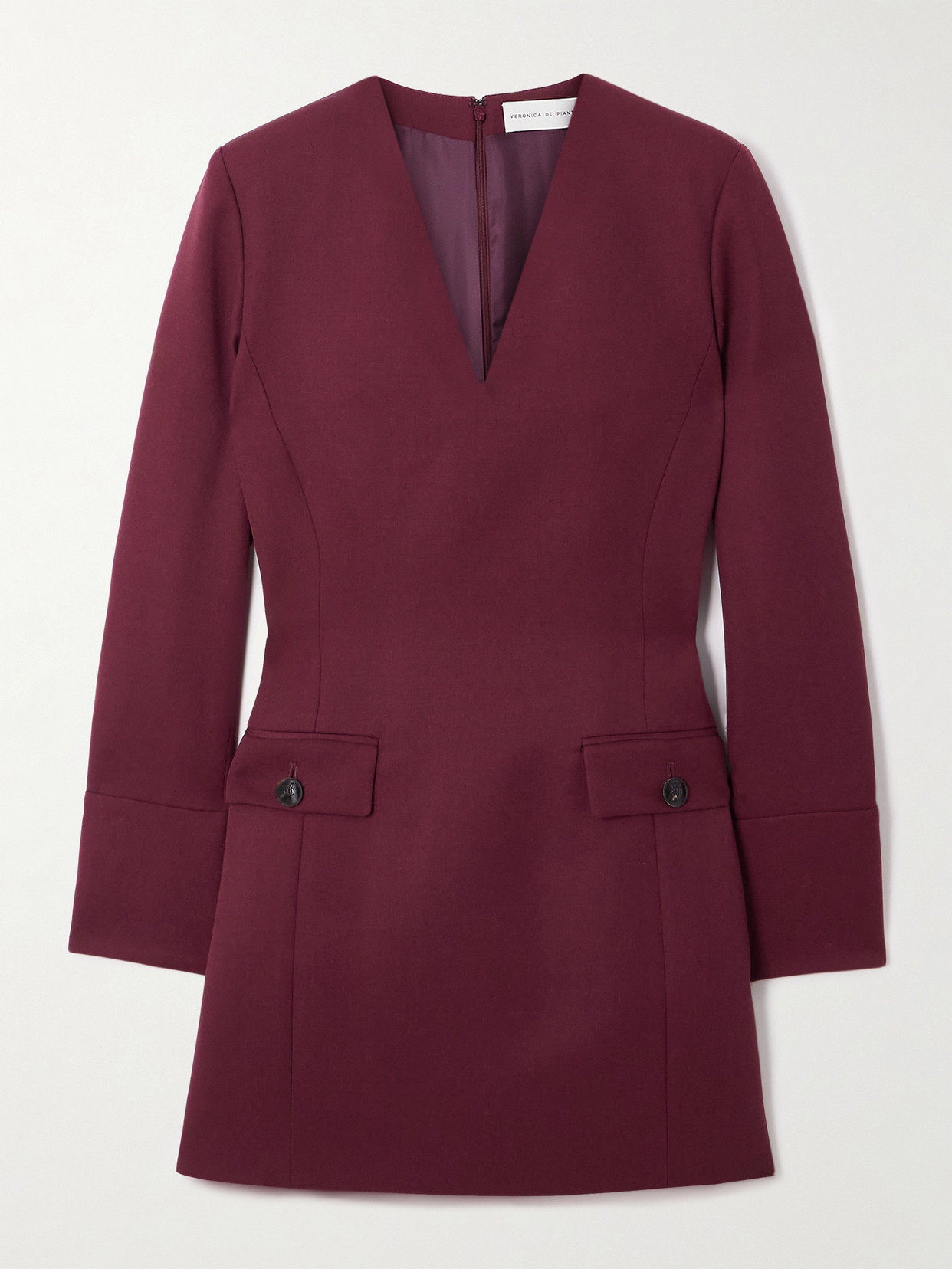 Veronica De Piante Elsue Grain De Poudre Wool Mini Dress In Brown