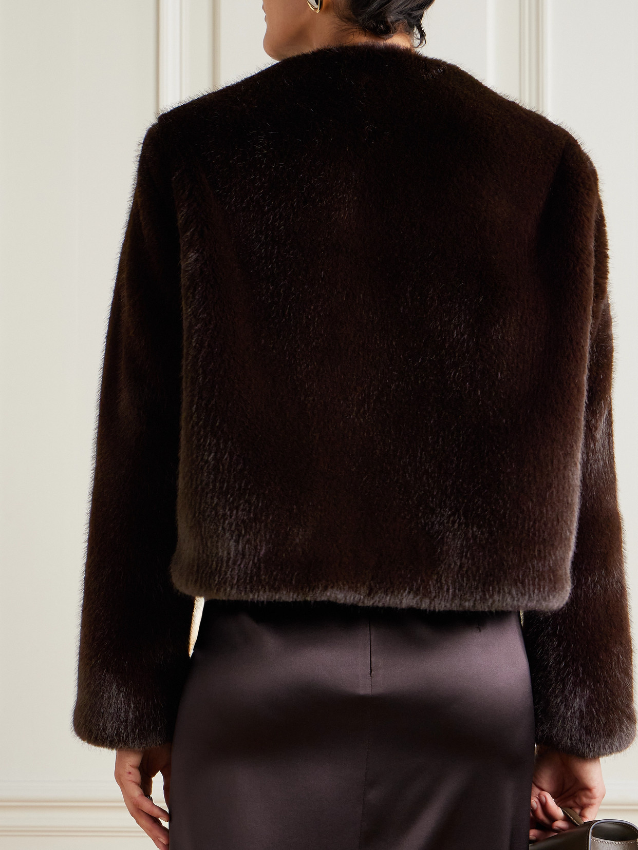 Veronica De Piante Recycled Plush Jacket In Brown
