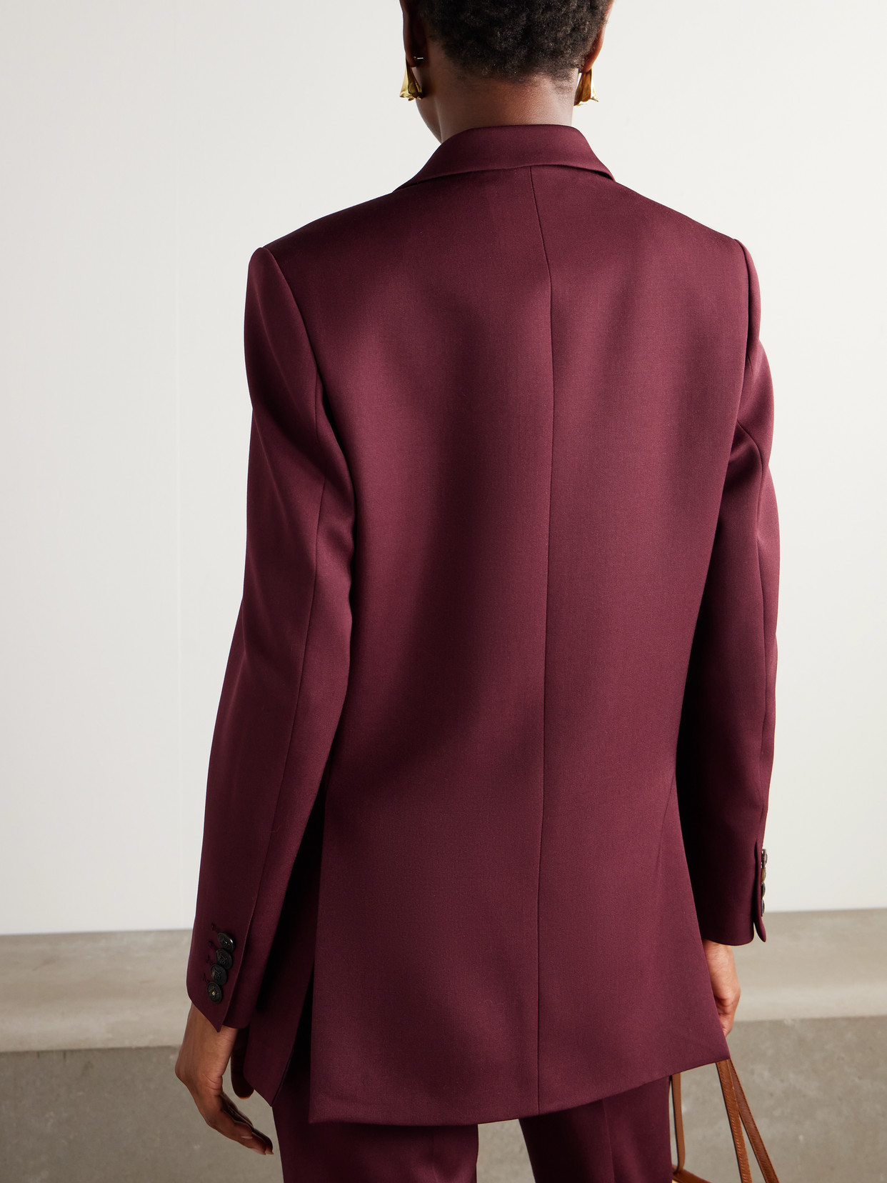 Veronica De Piante Sebastian Grain De Poudre Wool Blazer In Burgundy