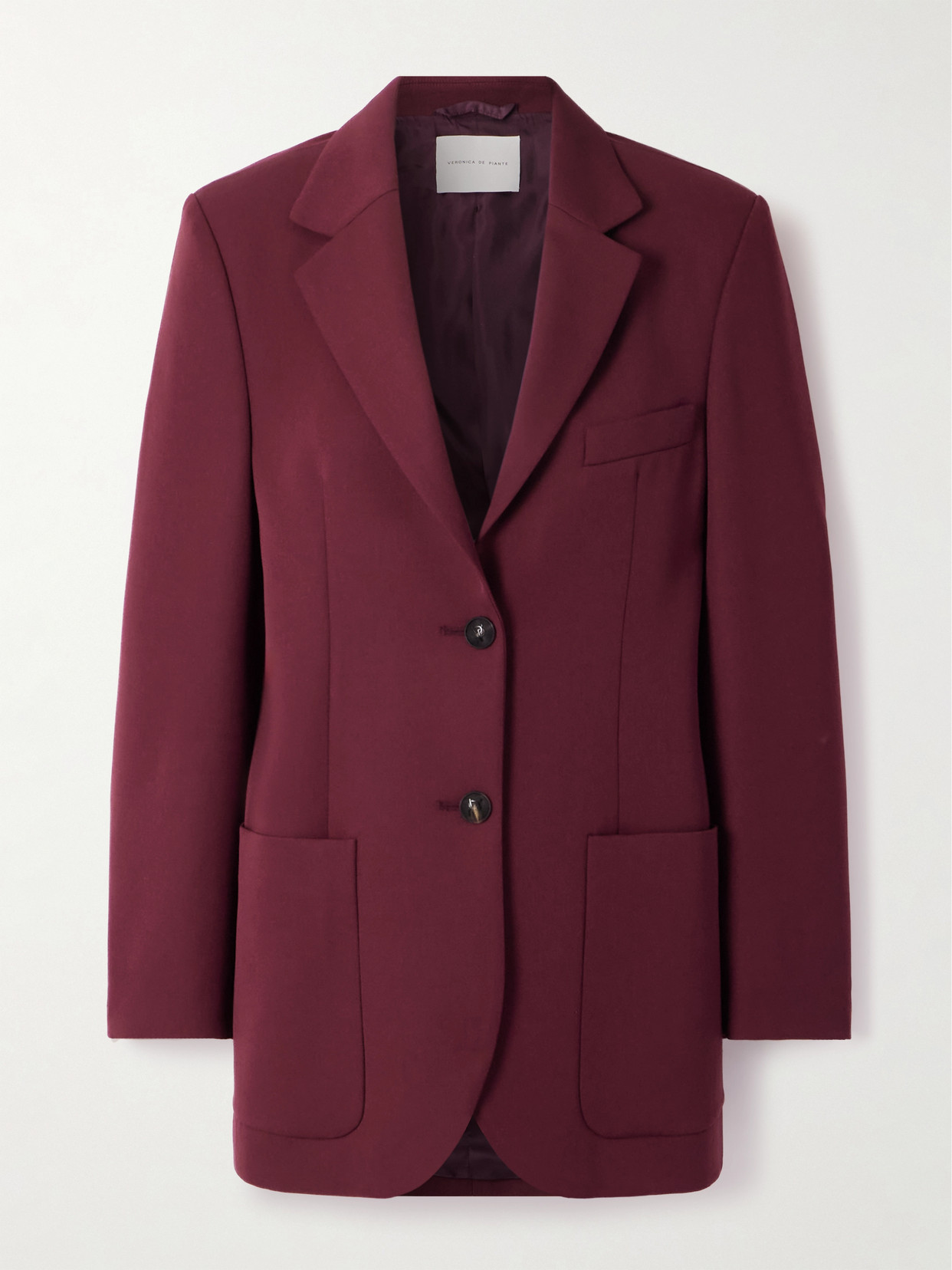 Veronica De Piante Sebastian Grain De Poudre Wool Blazer In Burgundy