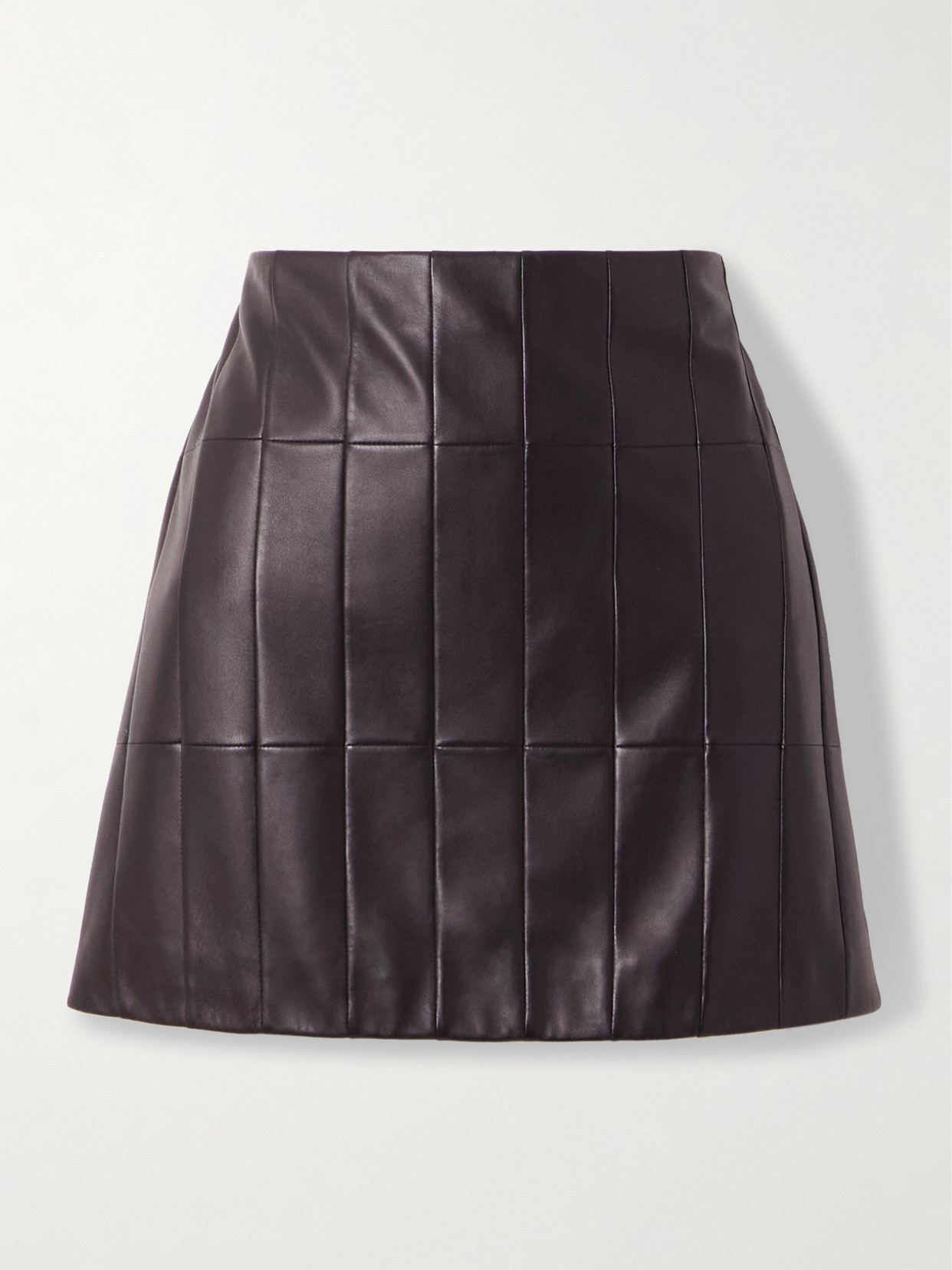 Veronica De Piante Cecily Paneled Leather Mini Skirt In Brown