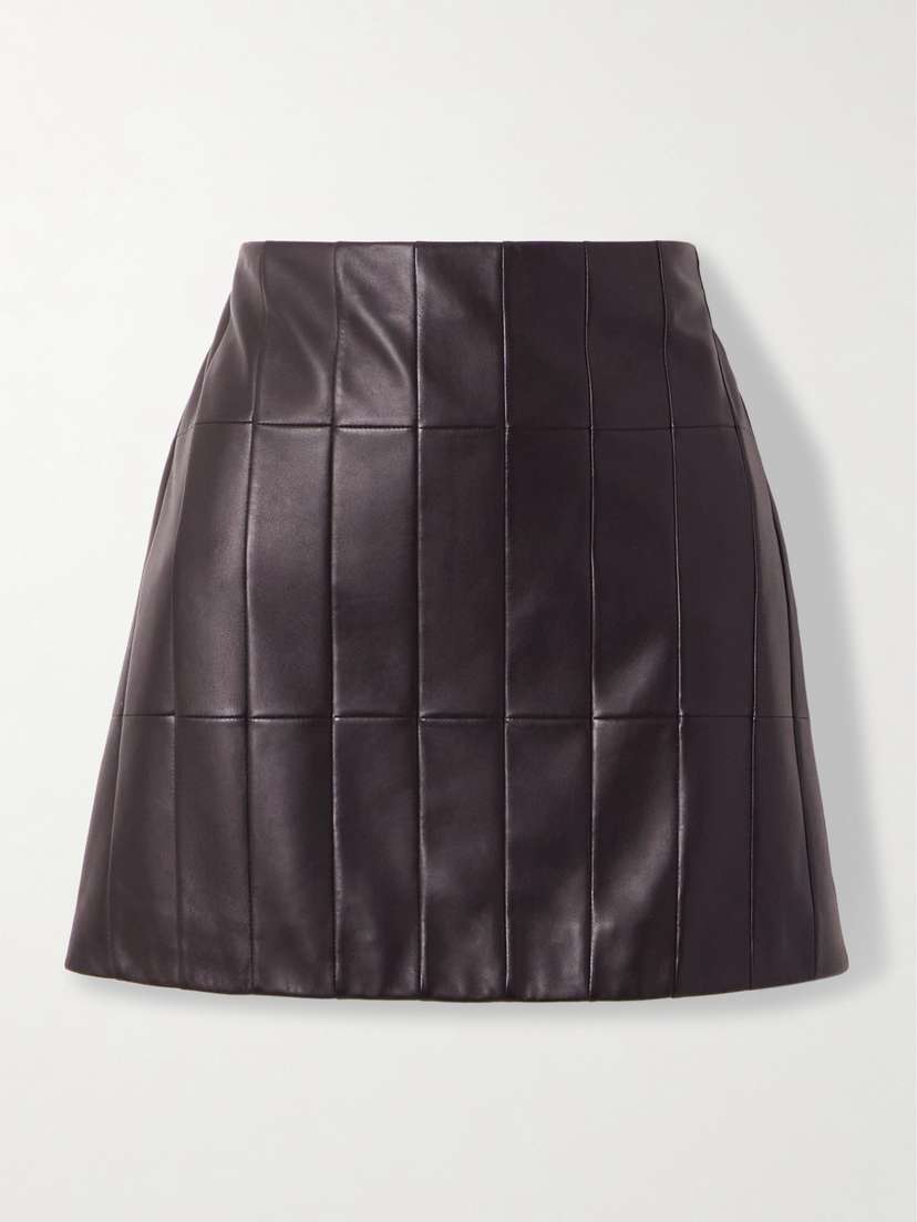 Veronica de Piante Cecily Paneled Leather Mini Skirt