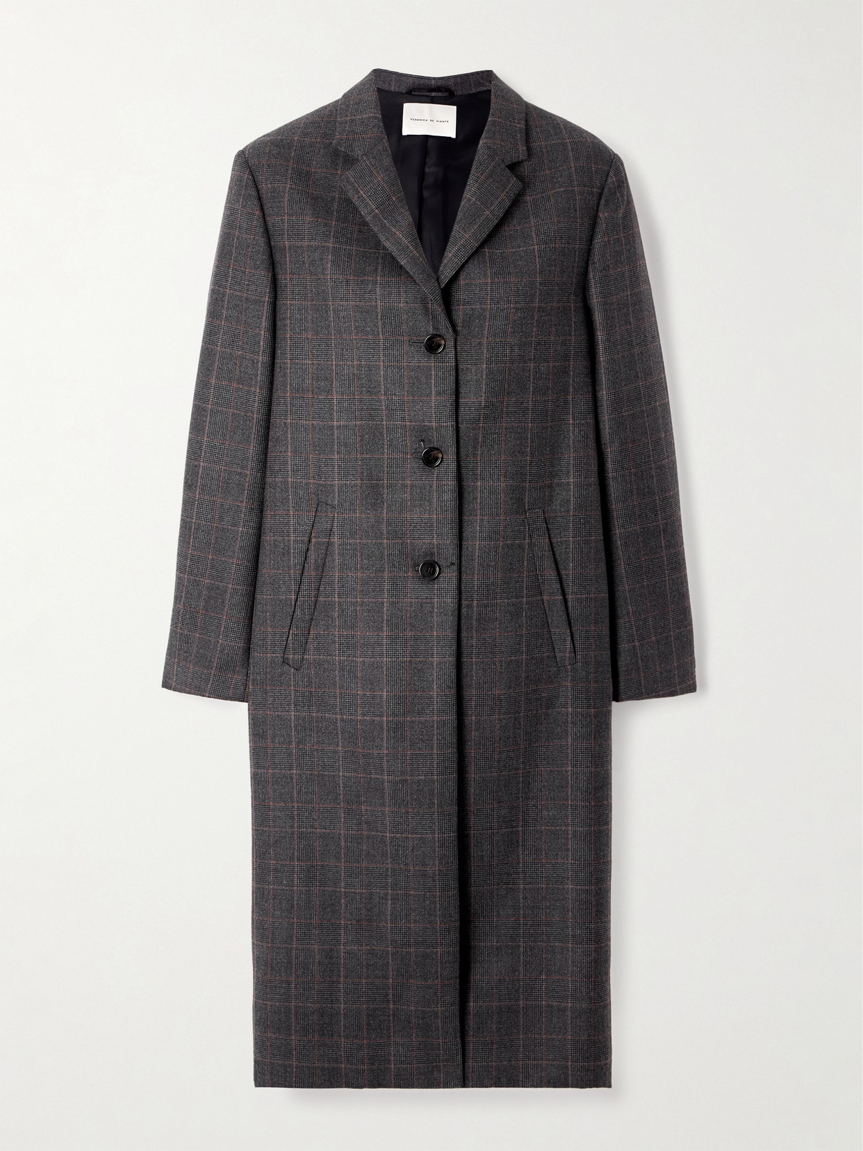 Veronica De Piante Blake Prince Of Wales Wool Coat In Gray