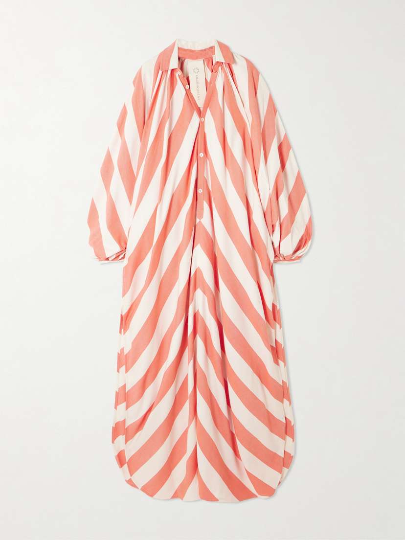 Marrakshi Life Touareg Gathered Striped Cotton Maxi Dress