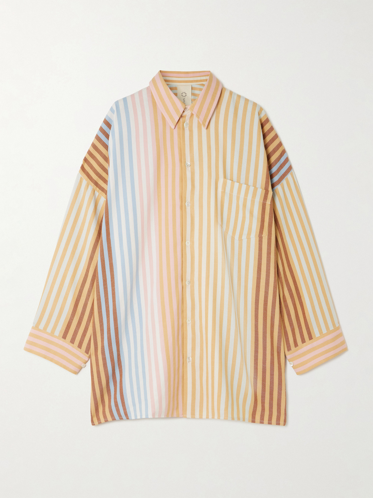 Marrakshi Life Oversized Striped Cotton Shirt In Multi