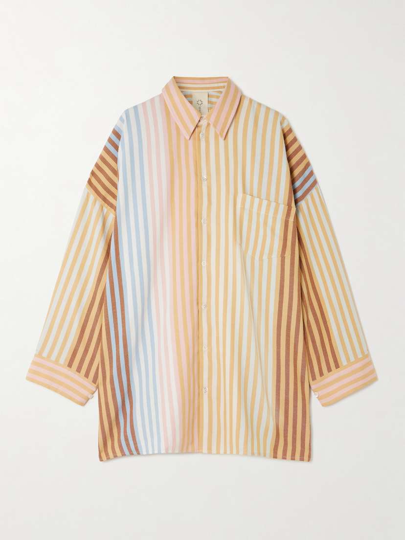 Marrakshi Life Oversized Striped Cotton Shirt