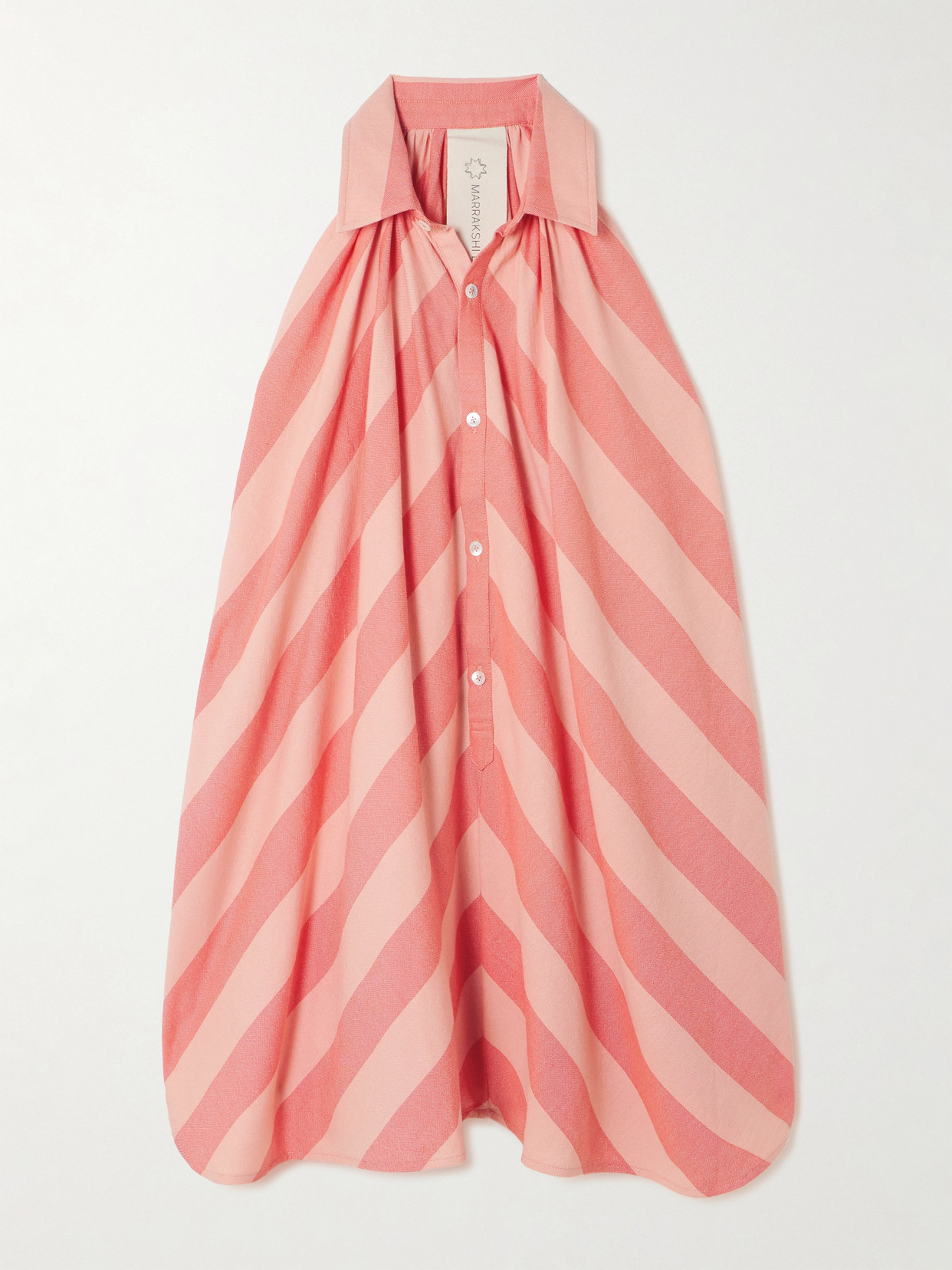 Marrakshi Life Striped Cotton Mini Shirt Dress In Pink