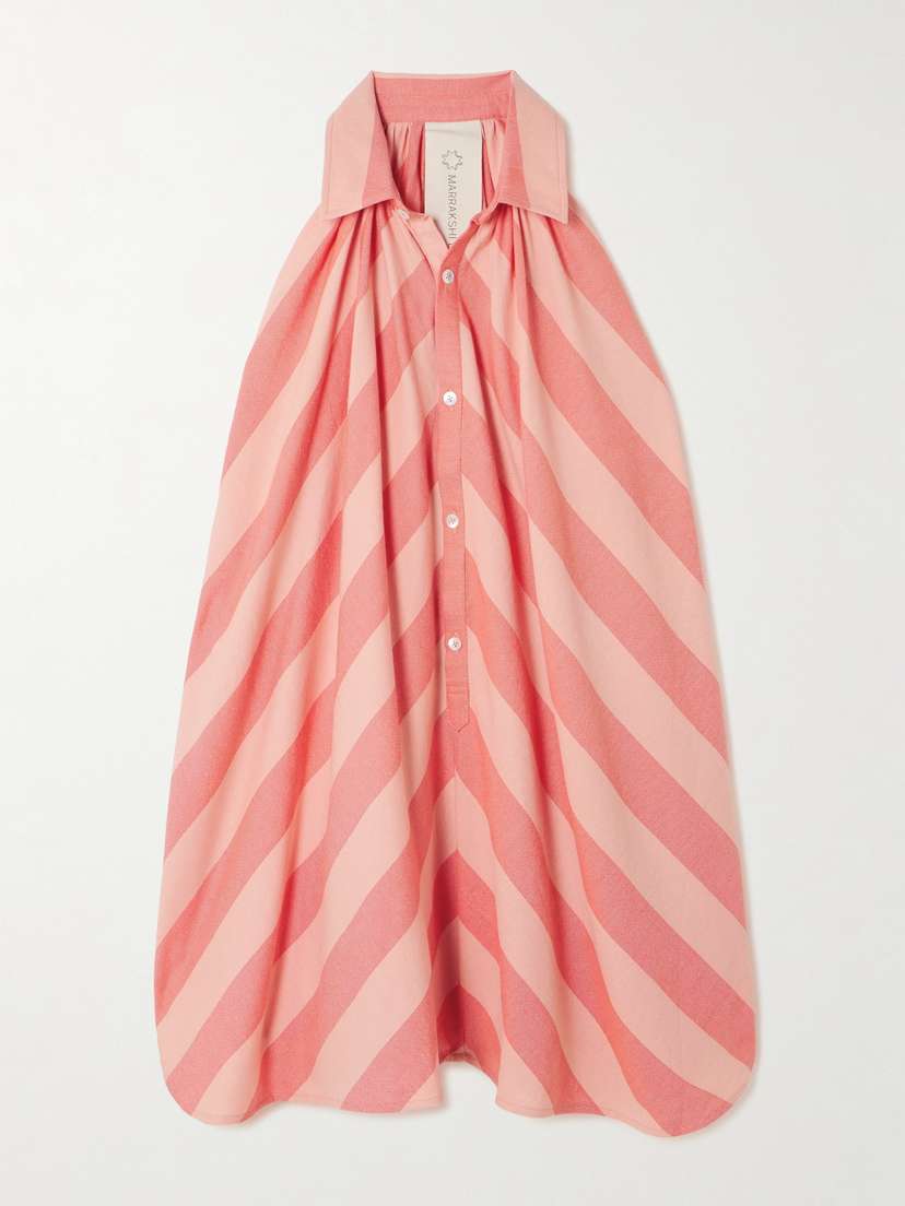 Marrakshi Life Striped Cotton Mini Shirt Dress