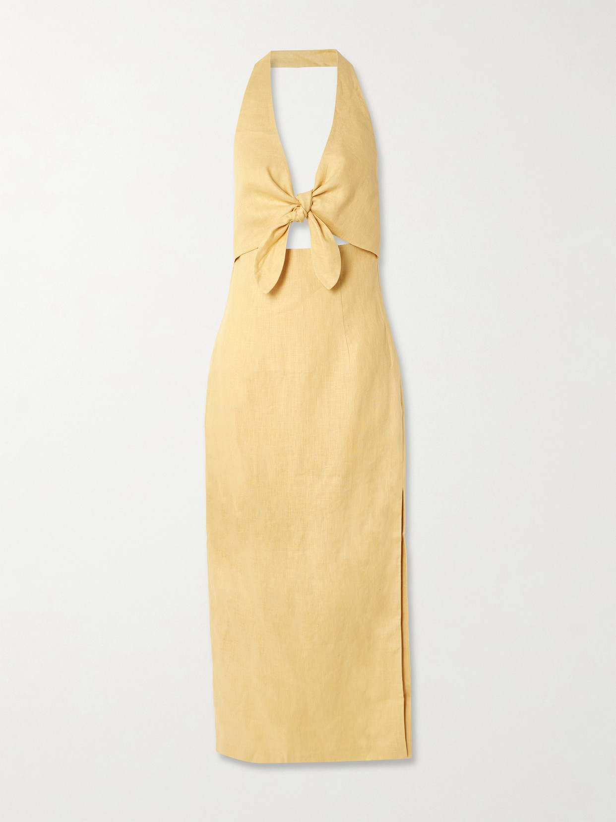Sir Carlotta Tie-front Linen Halterneck Midi Dress