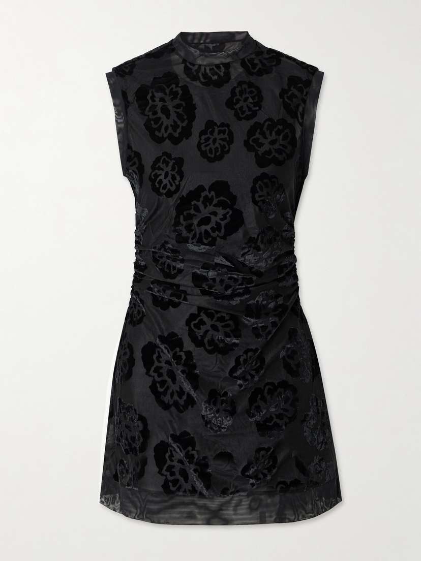 SIR. Vittoria Ruched Devoré-velvet Mini Dress