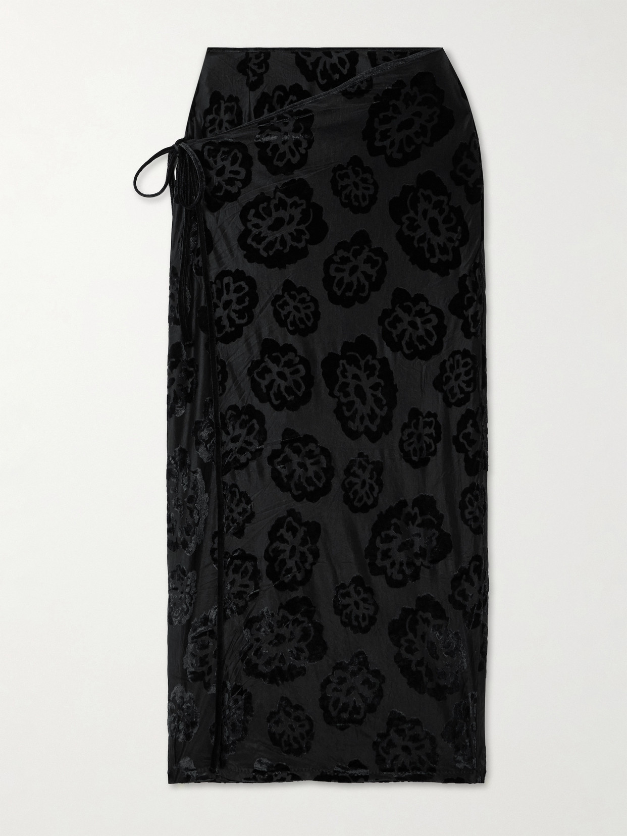 Sir Vittoria Stretch Devoré-velvet Midi Wrap Skirt