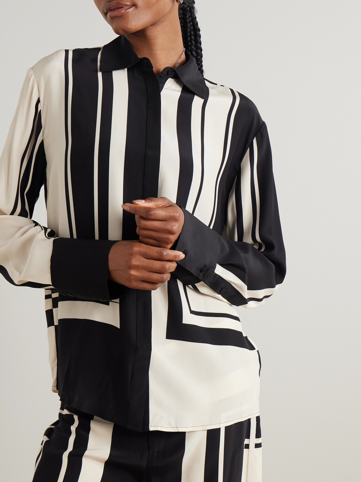 Sir Womens Pietra Geometric-print Silk Shirt Milano Nero In Multi