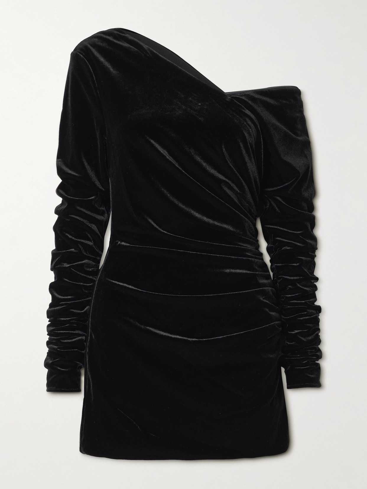 Sir Ettore Off-the-shoulder Draped Stretch-velvet Mini Dress In Black