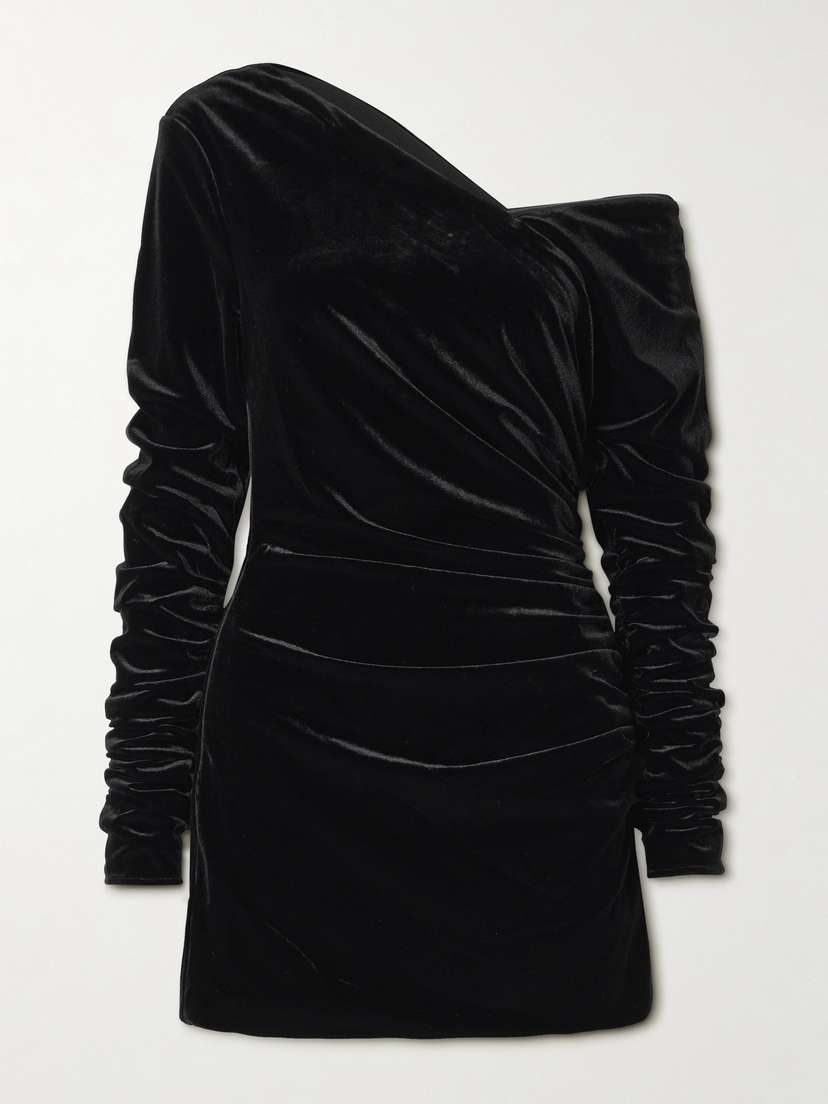 SIR. Ettore Off-the-shoulder Draped Stretch-velvet Mini Dress