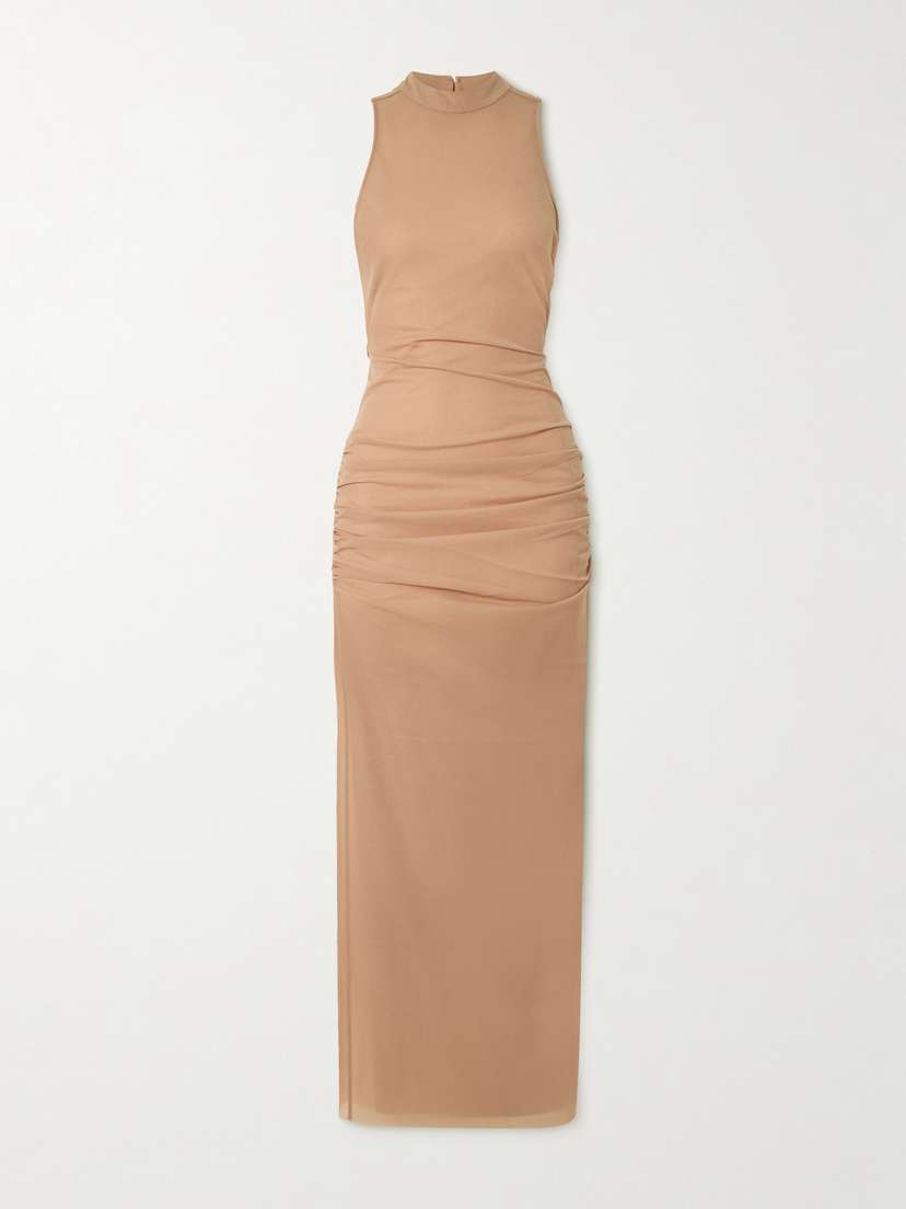 SIR. Ruby Open-back Gathered Crepe Midi Dress