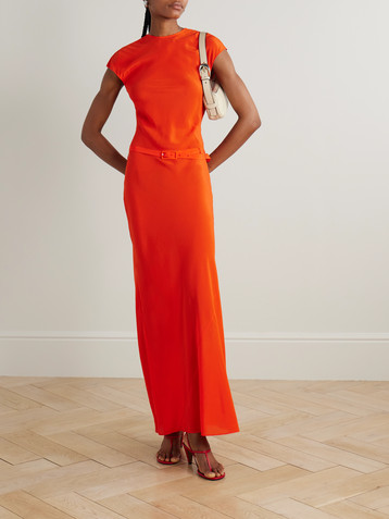 SIR. Fresca belted silk crepe de chine maxi dress