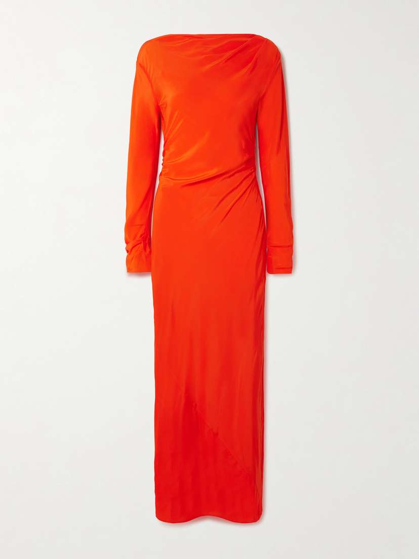 SIR. Fresca Gathered Draped Silk Crepe De Chine Maxi Dress