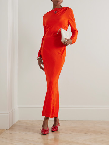 SIR. Fresca gathered draped silk crepe de chine maxi dress