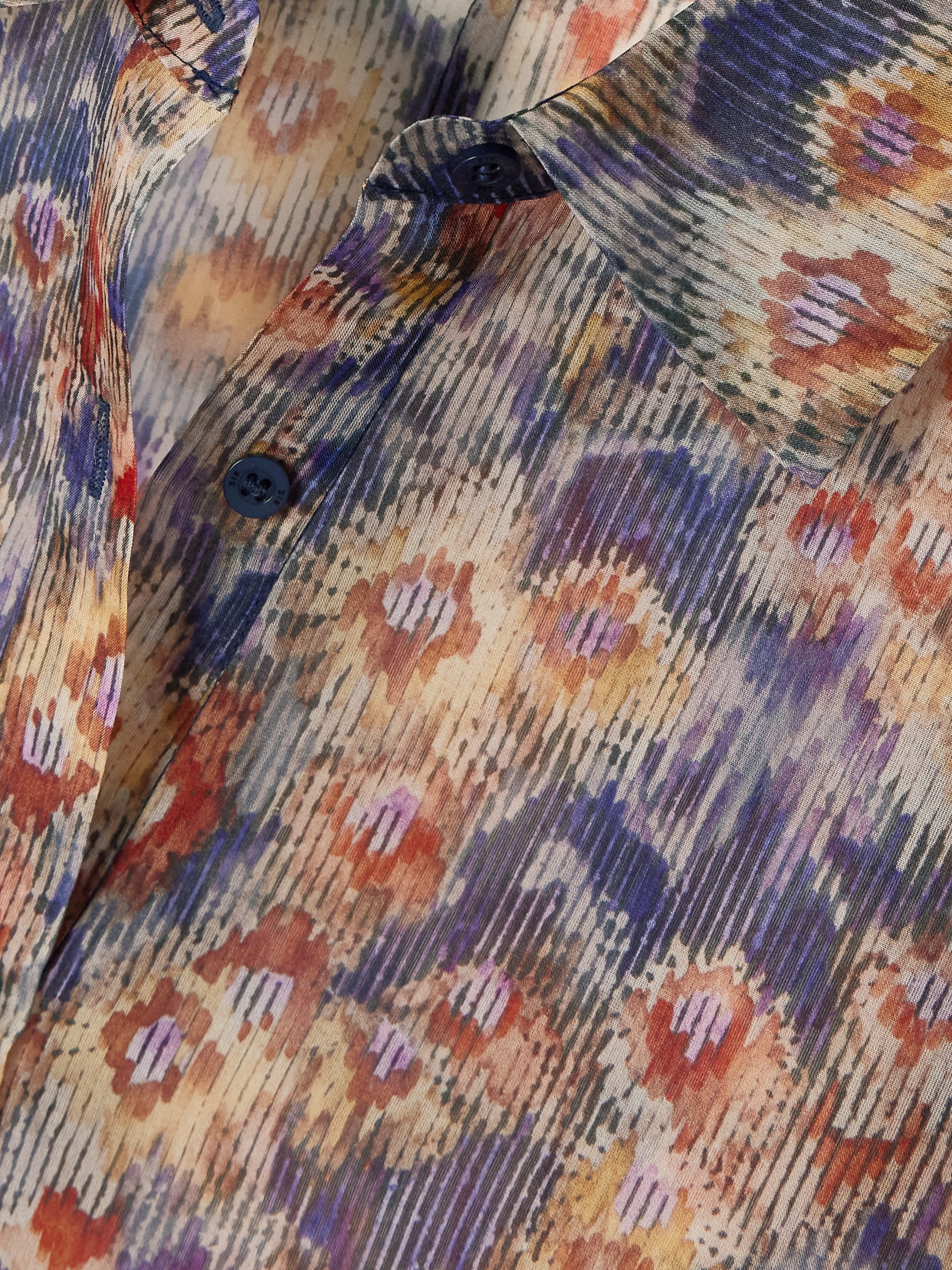 . - Fiore Floral-Print Silk-Organza Shirt