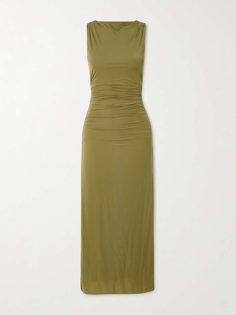 SIR. Cascina Open-back Gathered Stretch-jersey Midi Dress