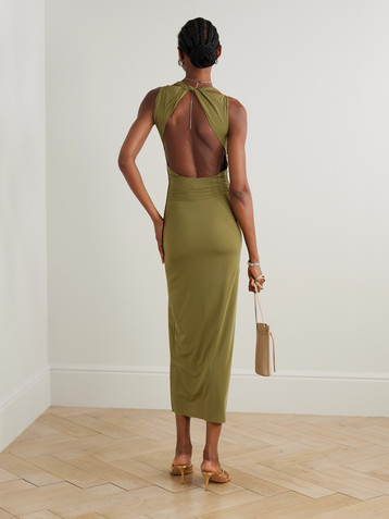 SIR. Cascina open-back gathered stretch-jersey midi dress
