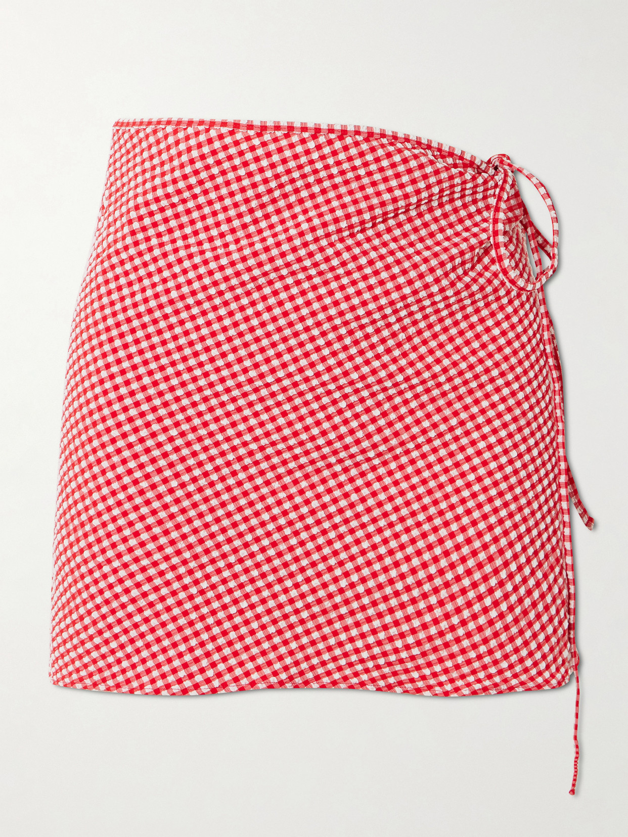 Hunza G Gingham Seersucker Pareo In Red