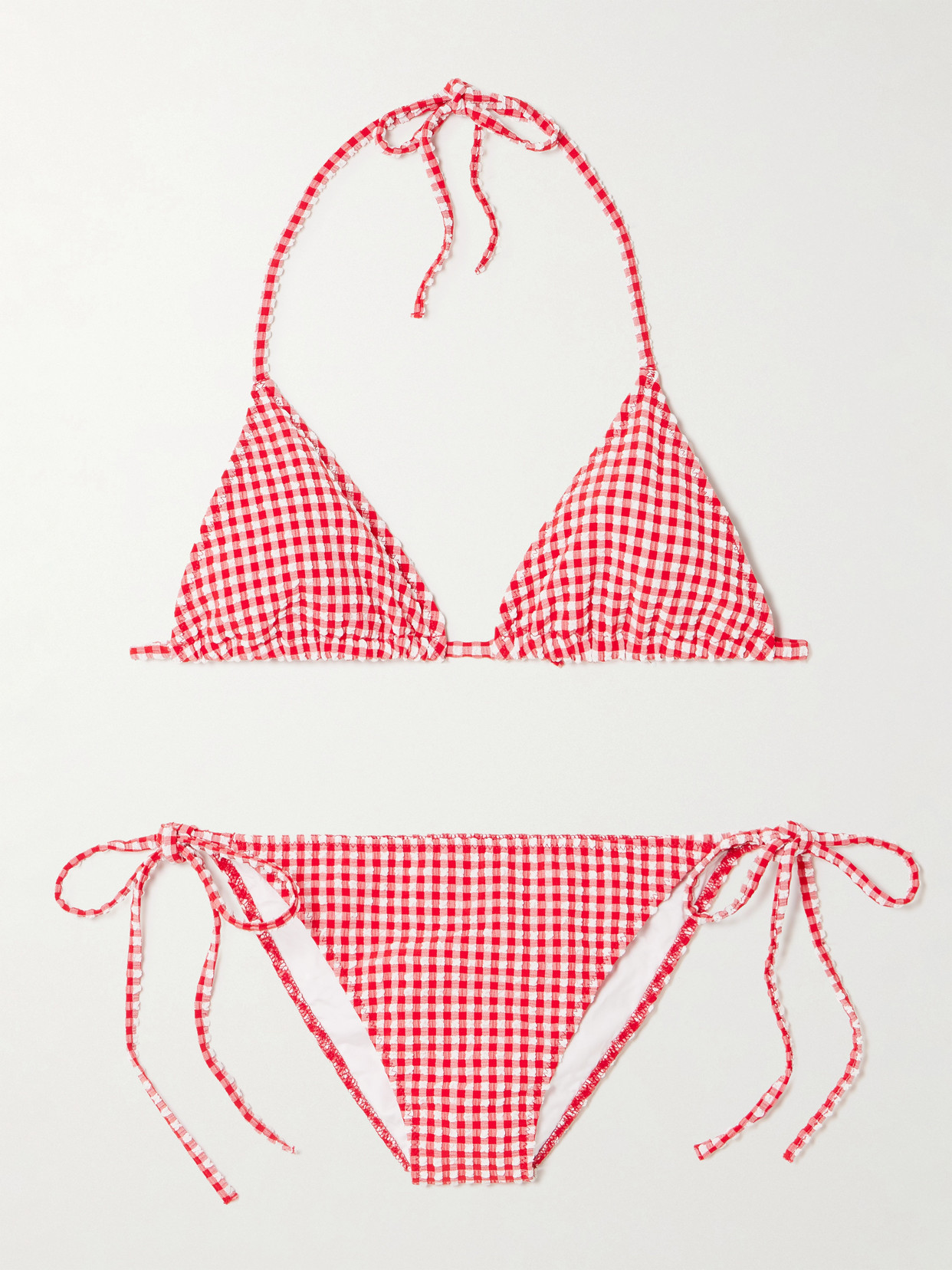 Hunza G Sabrina Gingham Seersucker Bikini In Red