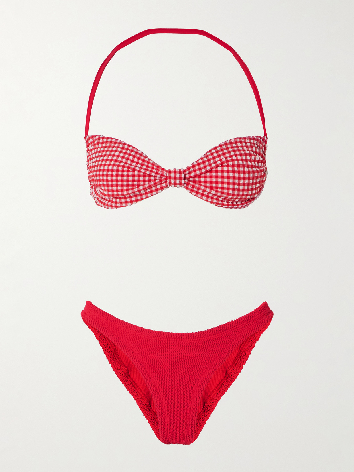 Hunza G Kacey Gingham Seersucker Halterneck Bikini