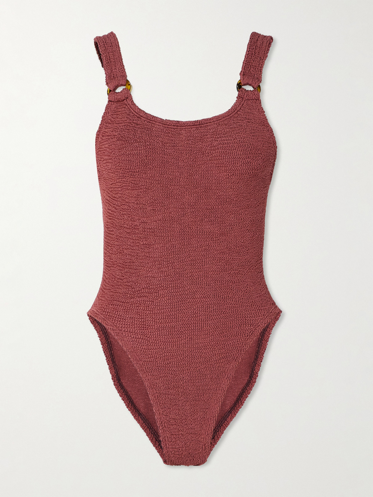 Hunza G Domino Embellished Seersucker Swimsuit
