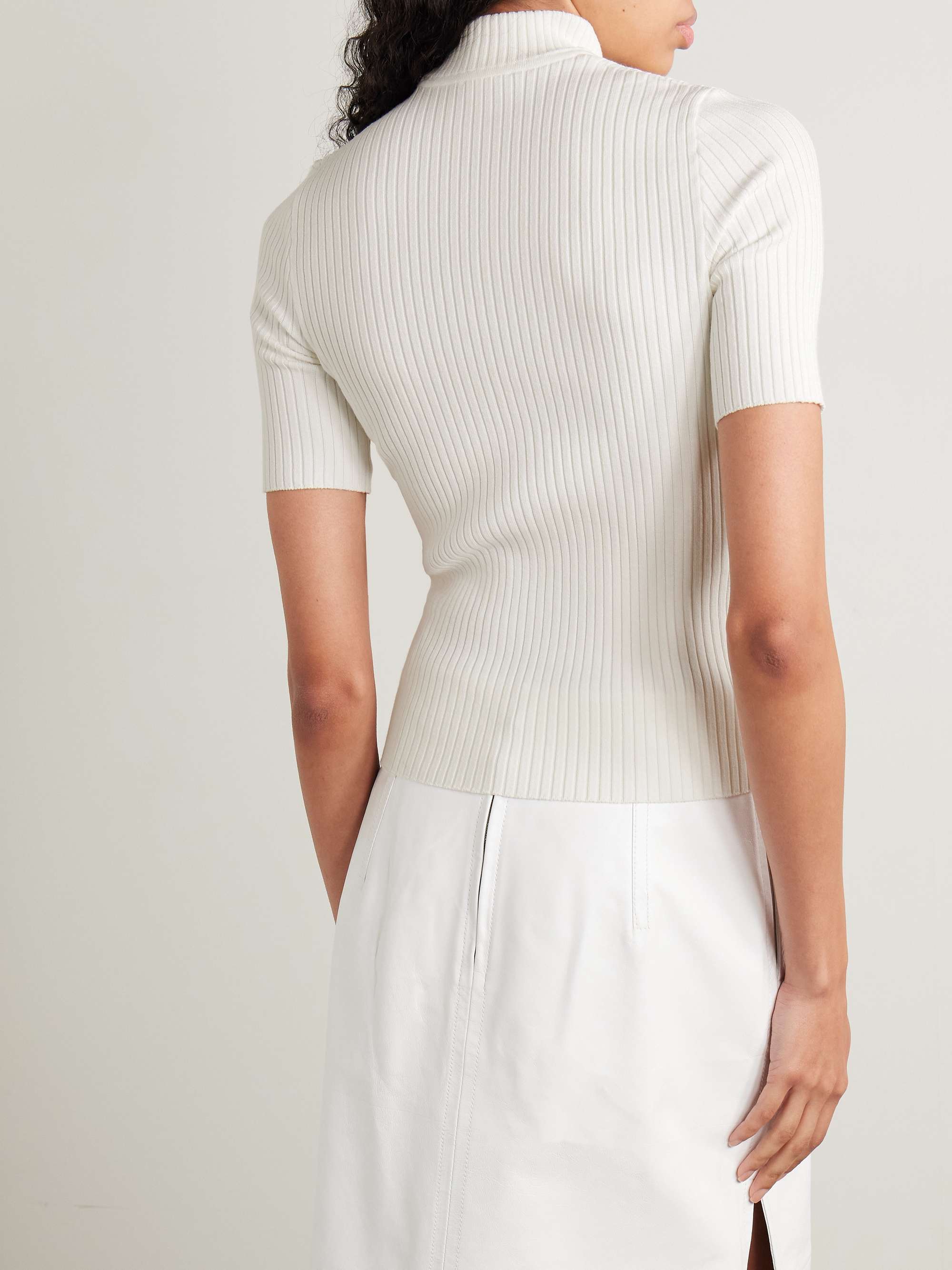 COURRÈGES Embroidered ribbed-knit top
