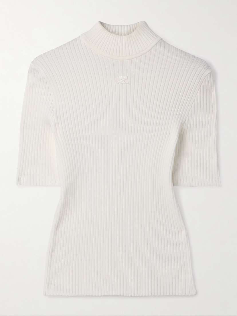 Courreges Appliquéd Ribbed-knit Top