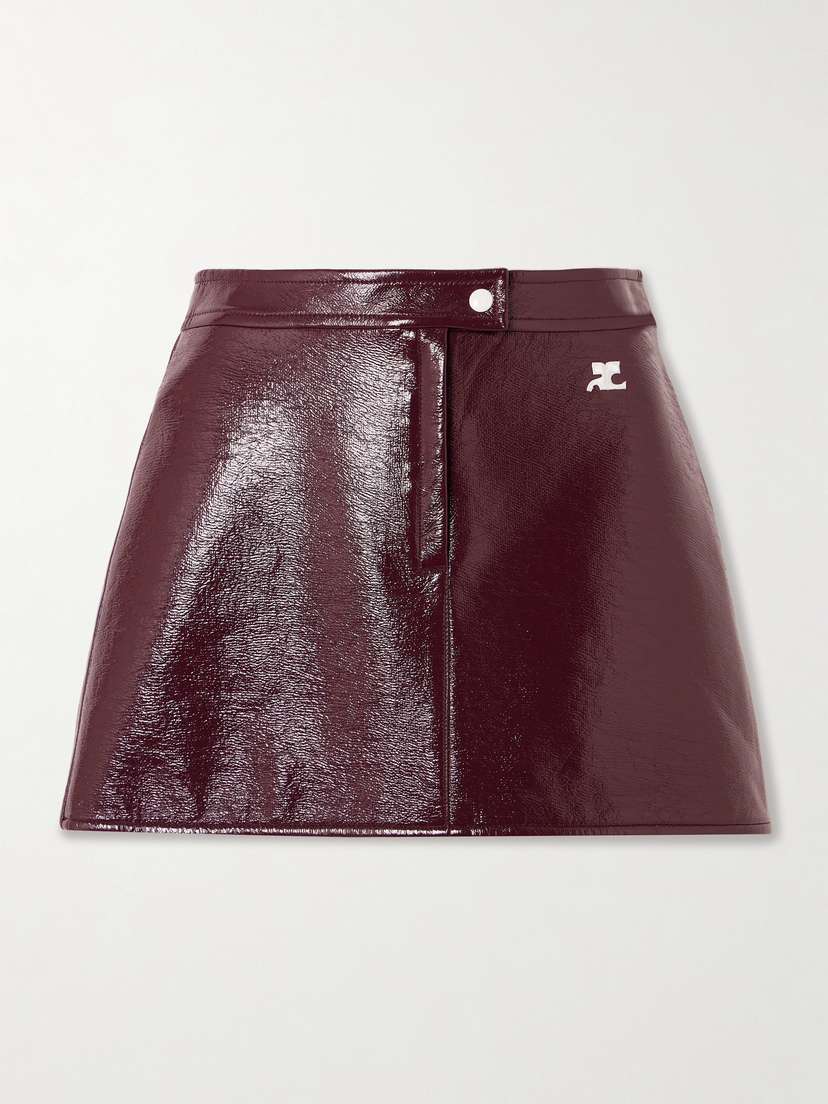 Courrèges Reedition Appliquéd Coated Cotton-blend Mini Skirt