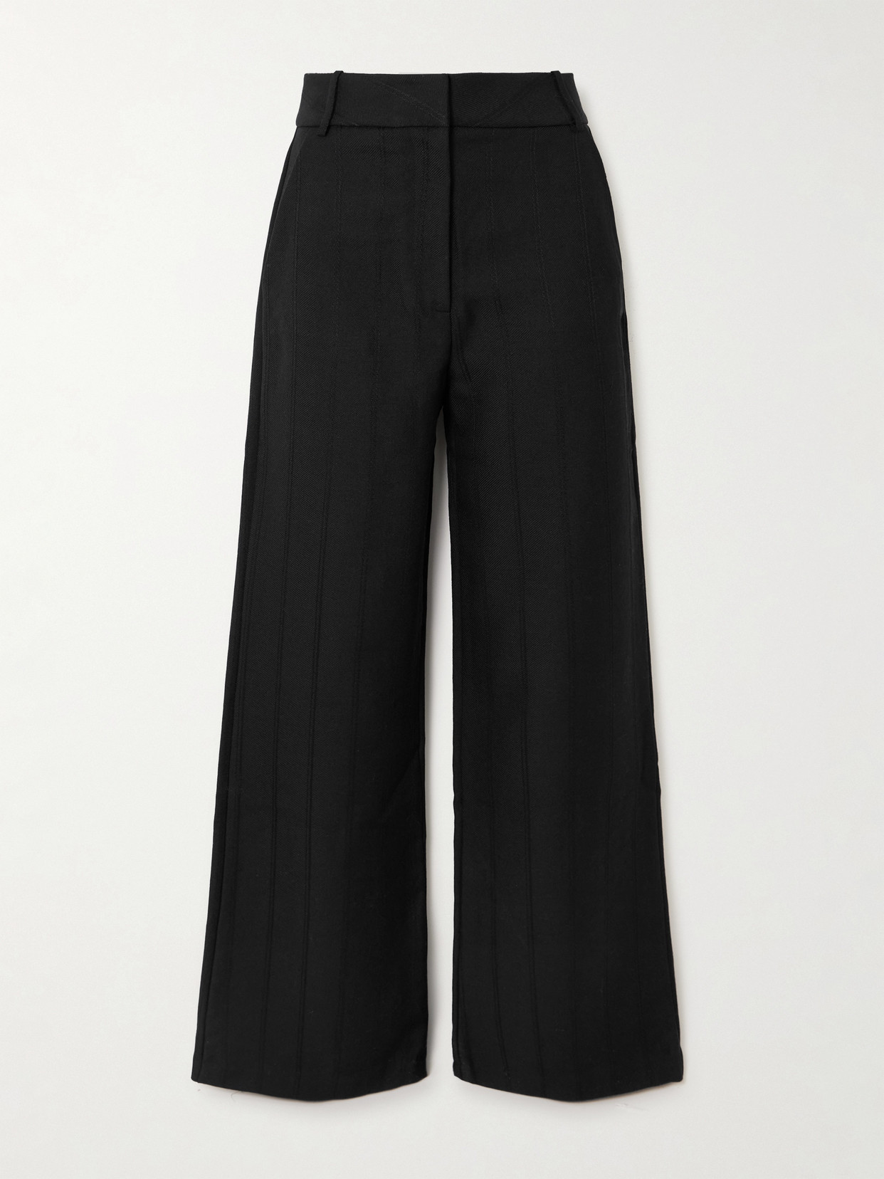 D'estree Beatrice Striped Wool Wide-leg Pants In Black