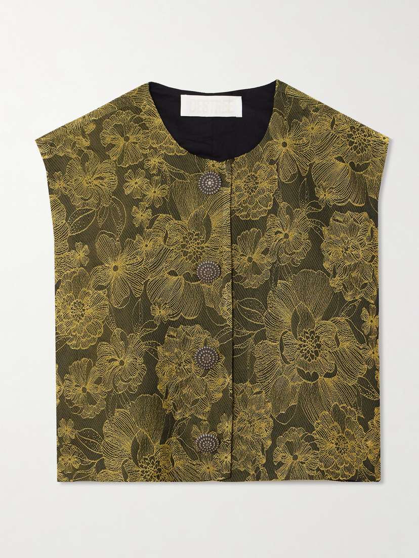 DESTREE Hernan Cropped Embroidered Woven Vest