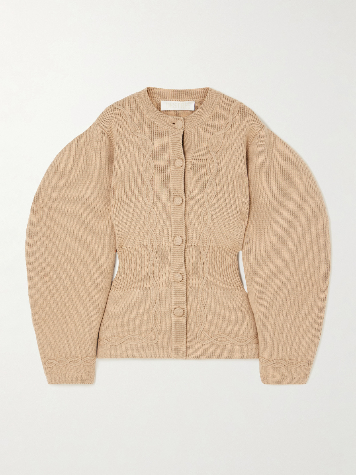 D'estree Adrian Ribbed Cable-knit Wool Cardigan In Brown