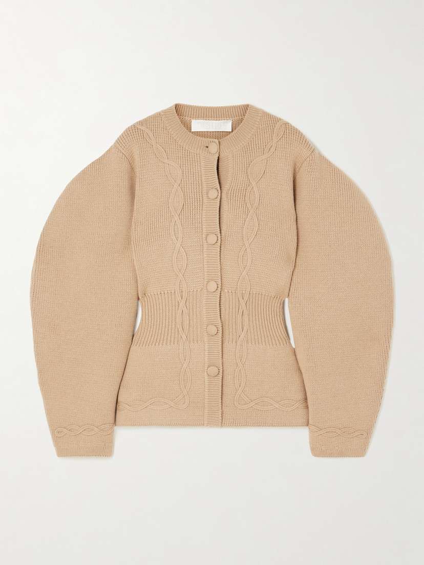 DESTREE Adrian Ribbed Cable-knit Wool Cardigan