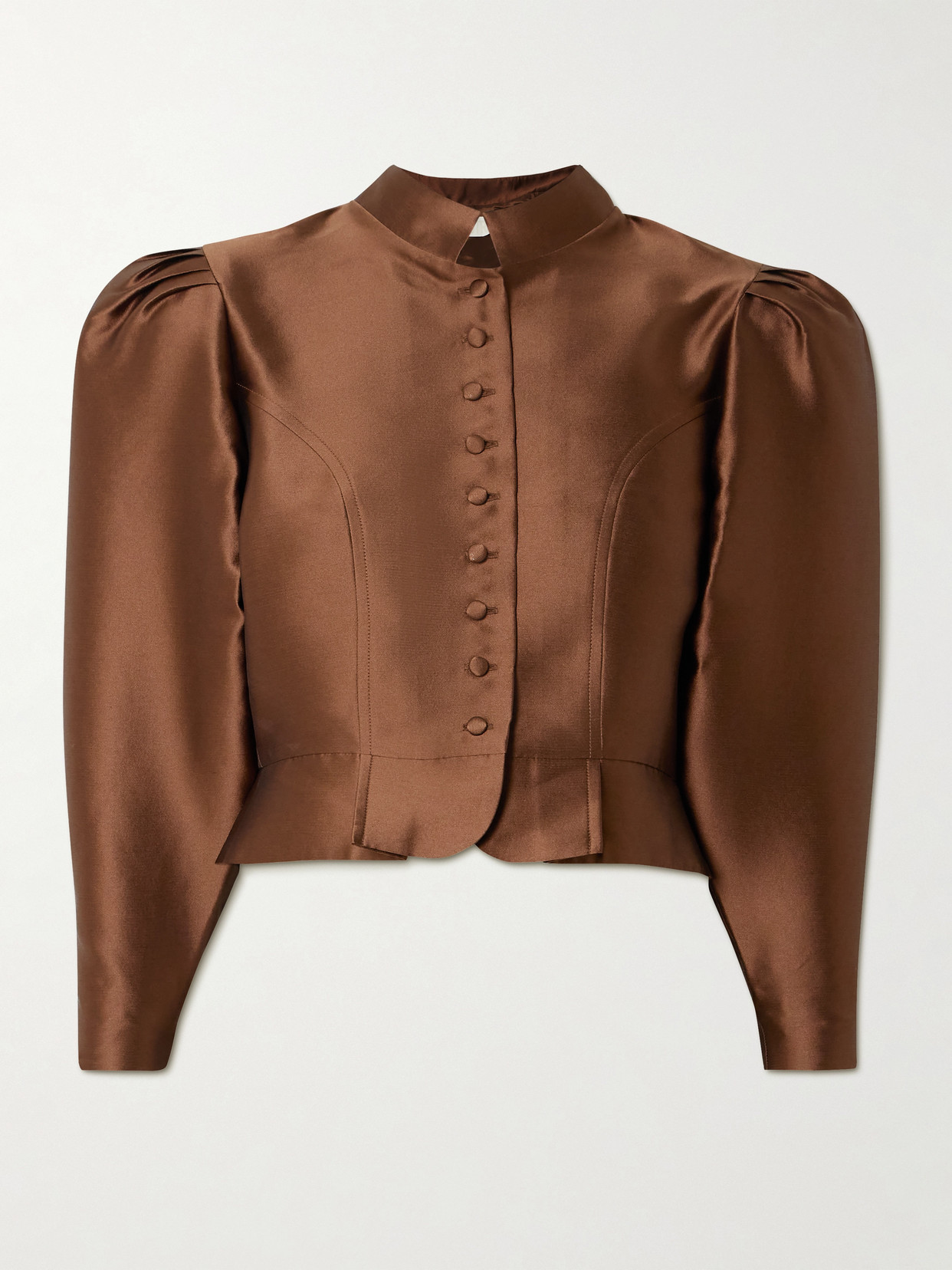 D'estree Amoako Cropped Faille Jacket In Brown