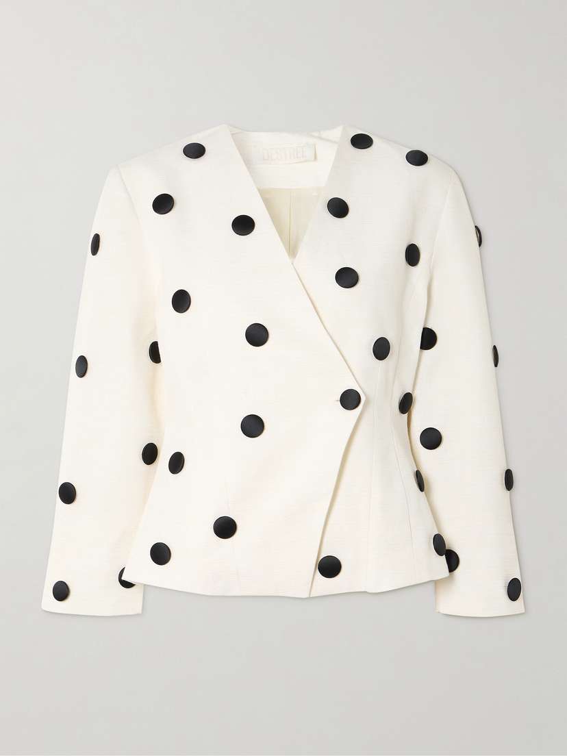 DESTREE Aloise Embellished Polka-dot Cotton-blend Faille Blazer