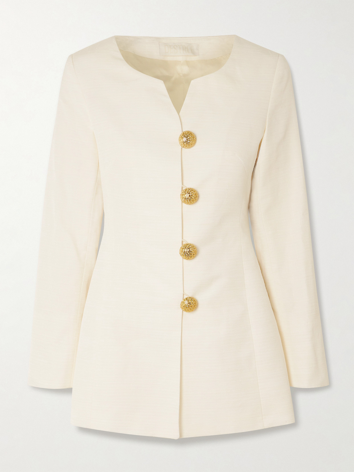 D'estree Claude Embellished Cotton-blend Faille Jacket In White