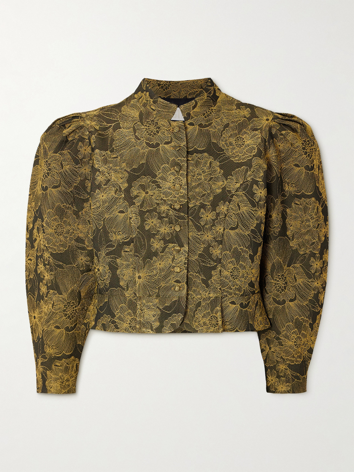 D'estree Amoako Peonia Embroidered Twill Blazer In Green