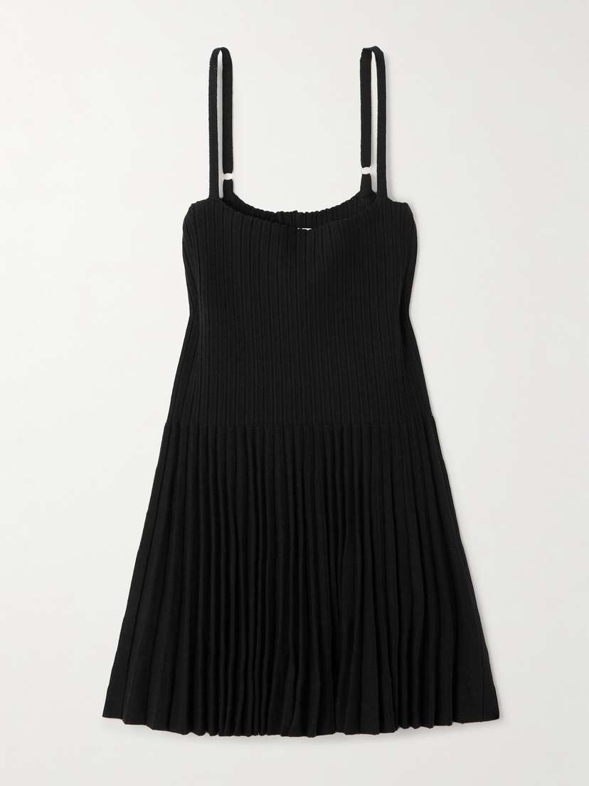 Magda Butrym Pleated Ribbed Cotton Mini Dress