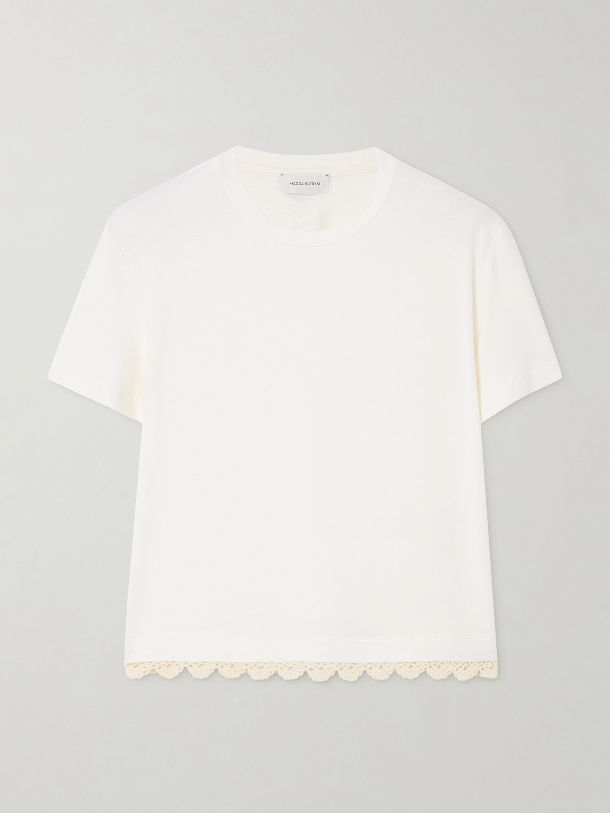 Magda Butrym Crochet-trimmed Cotton-jersey T-shirt In White