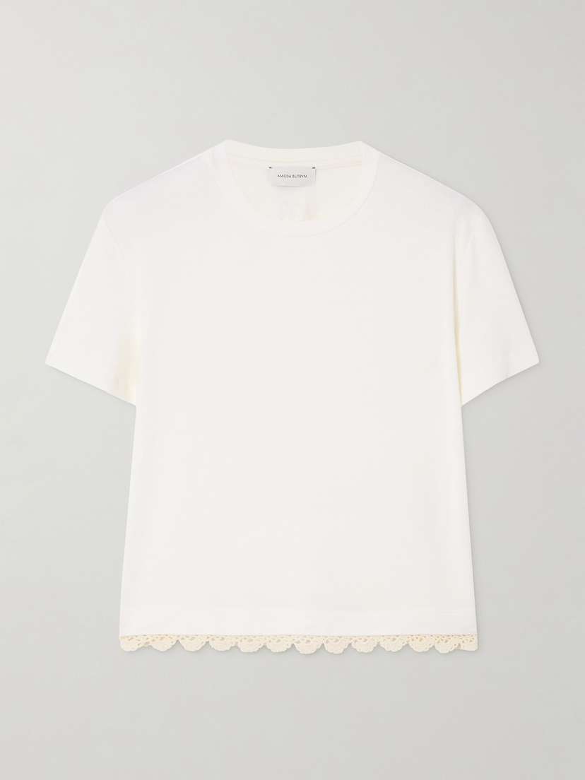 Magda Butrym Crochet-trimmed Cotton-jersey T-shirt