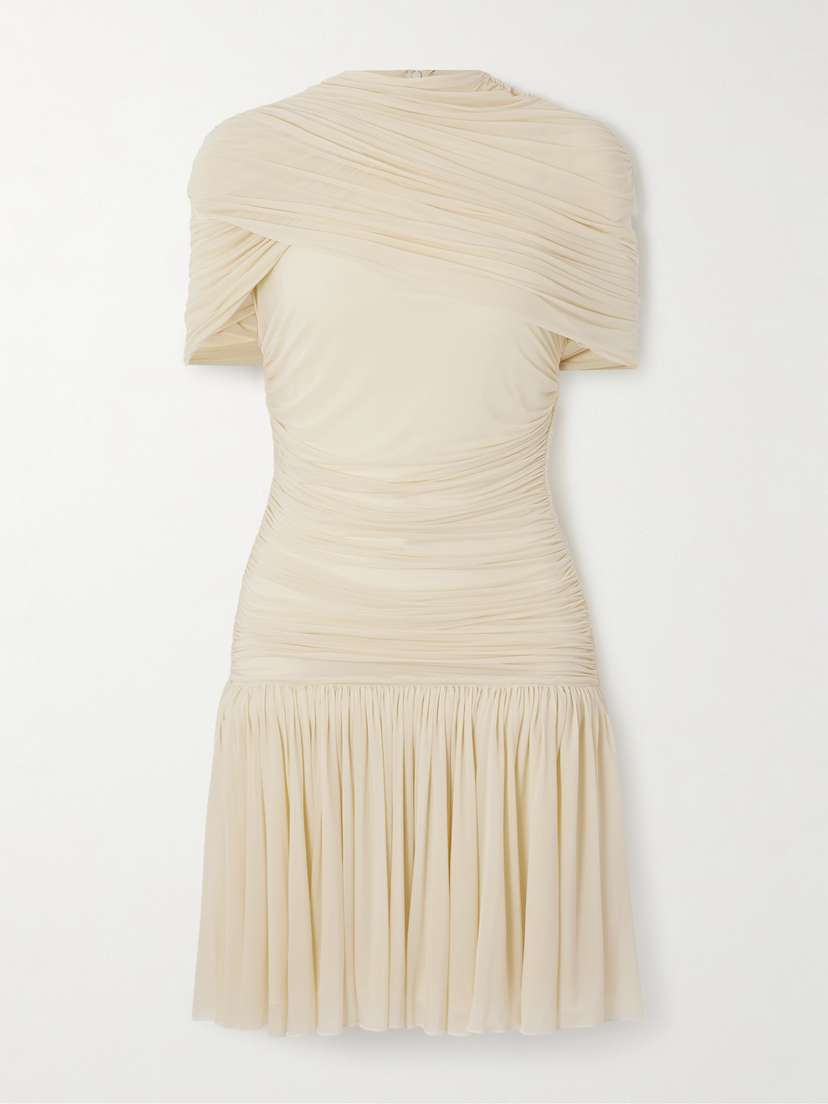 Magda Butrym Cape-effect Draped Ruched Jersey Mini Dress