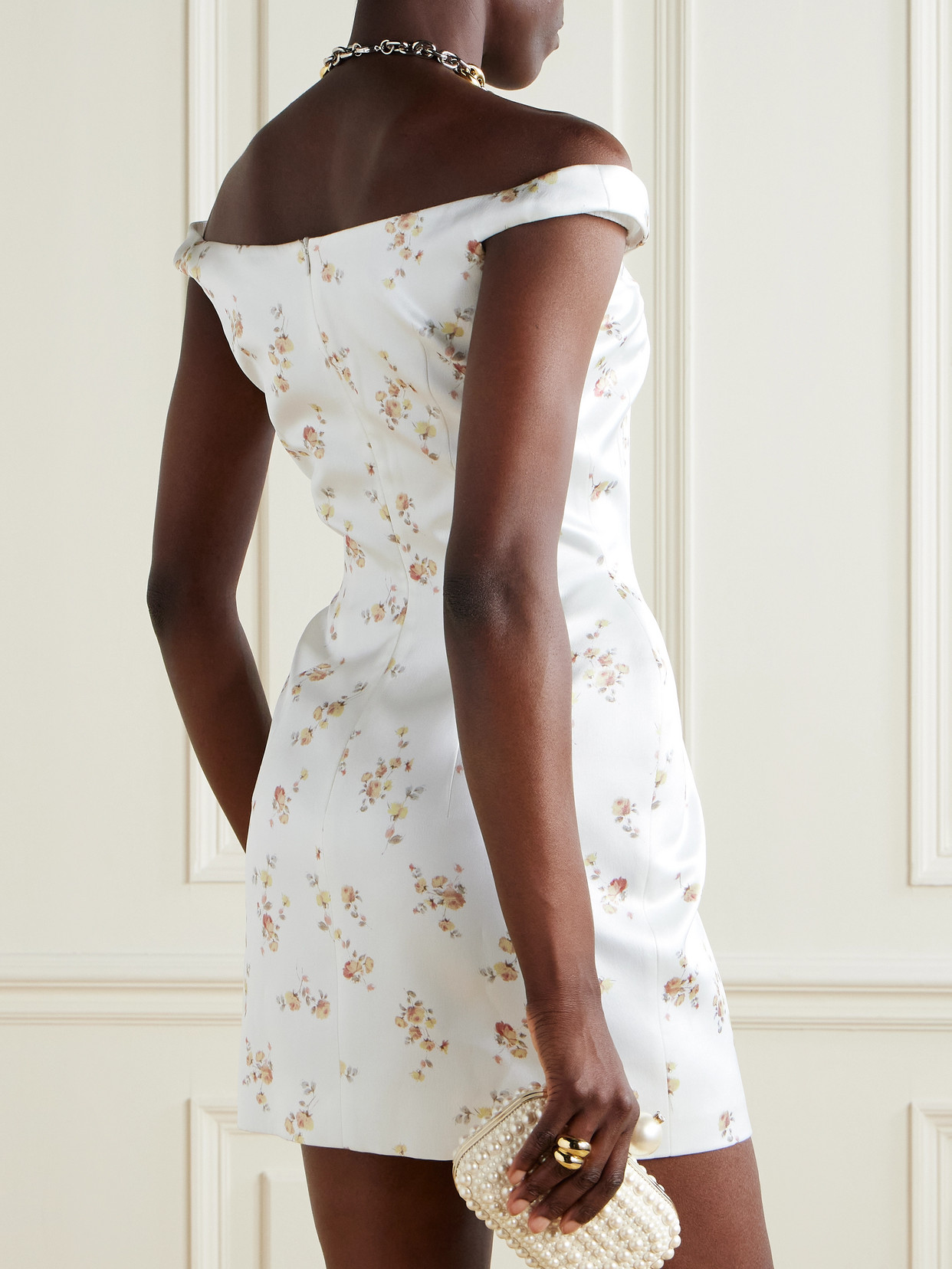 Magda Butrym Off-the-shoulder Floral-print Silk Mini Dress