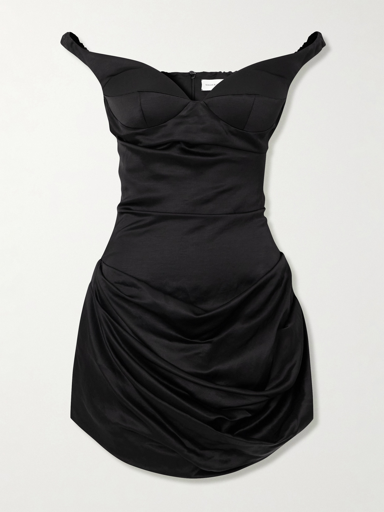 Magda Butrym Off-the-shoulder Ruched Satin Dress In Black