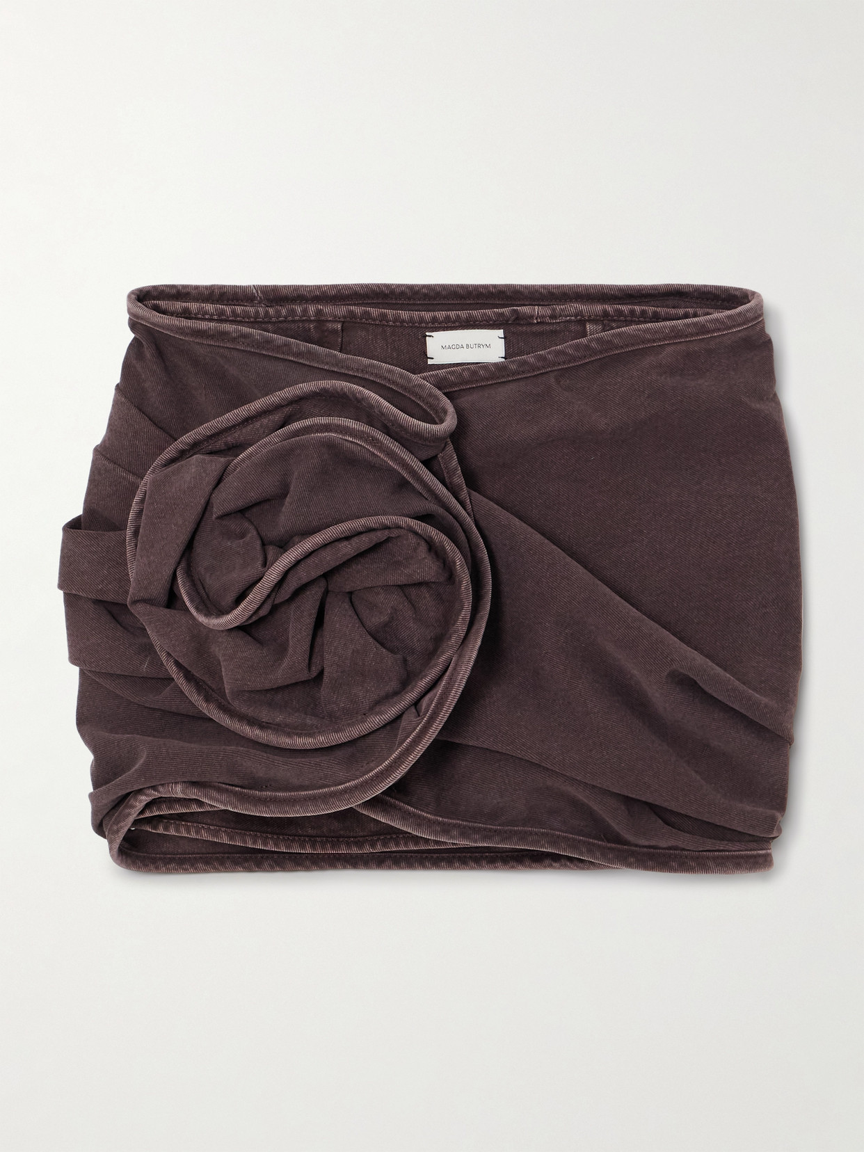 Magda Butrym Rose-shaped Ruffled Mini Fitted Skirt In Brown