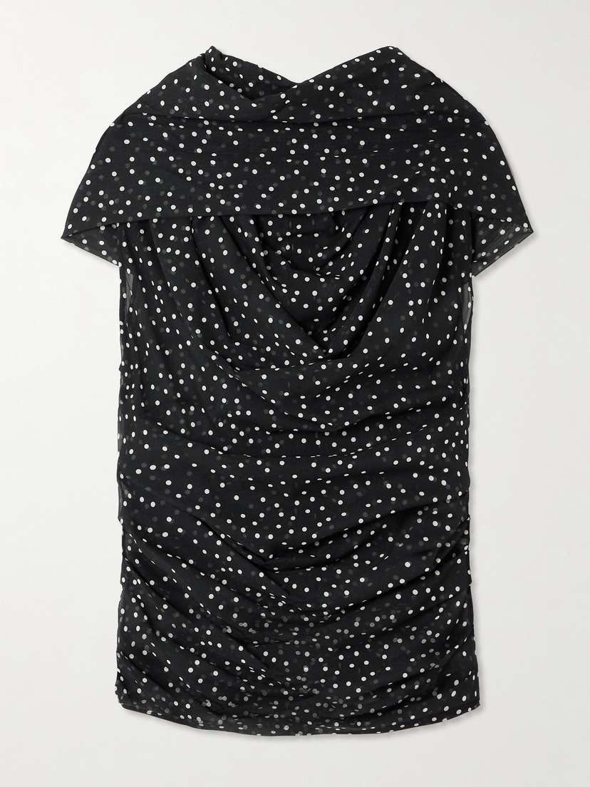 Magda Butrym Draped Polka-dot Silk-chiffon Blouse