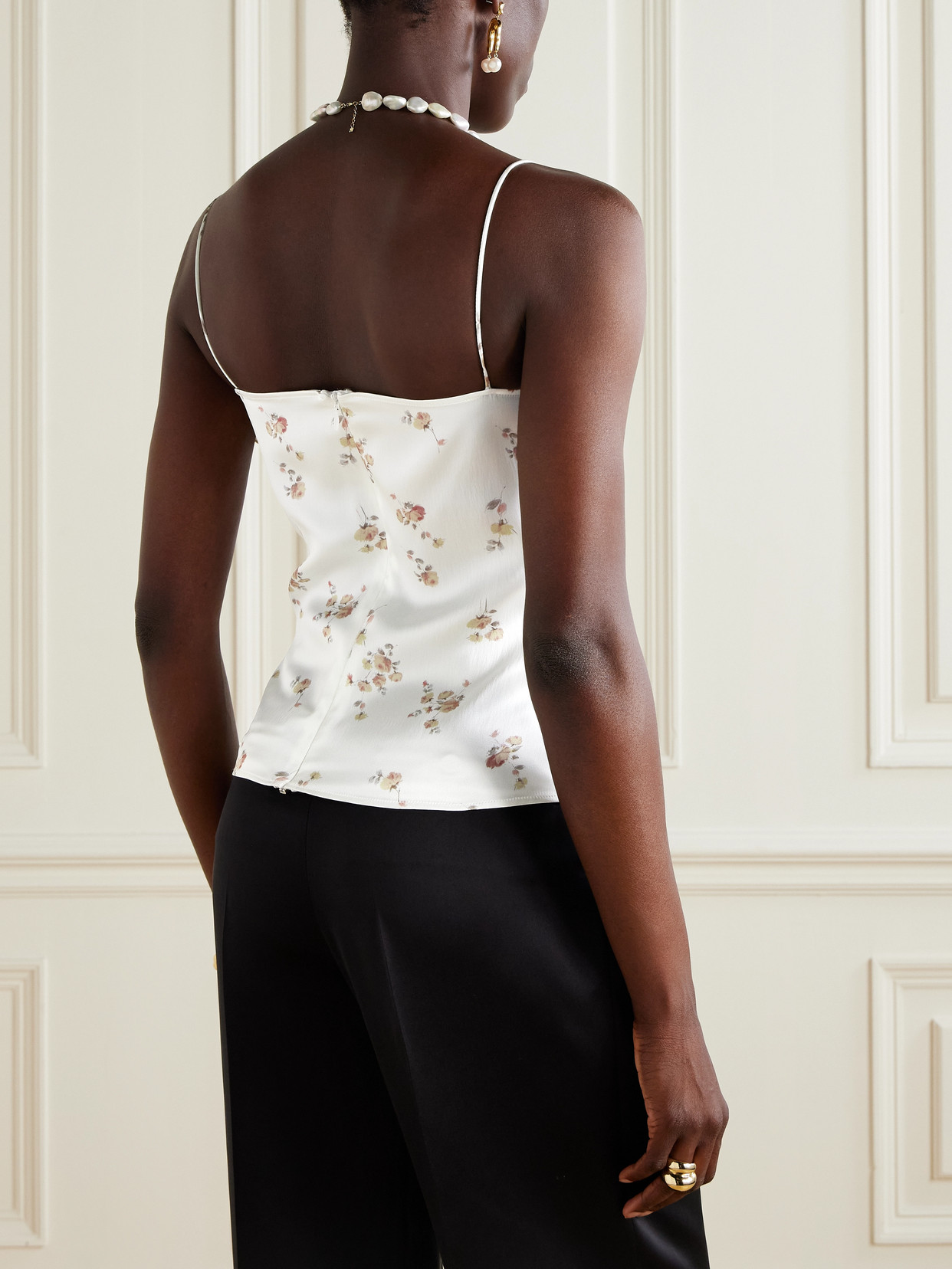 Magda Butrym Appliquéd Floral-print Silk Bustier Top