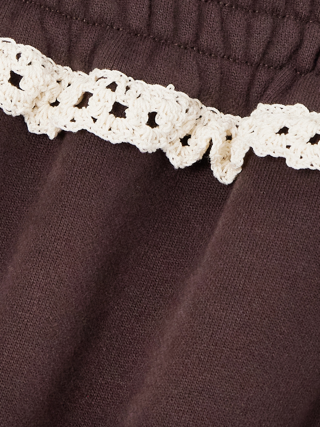 Magda Butrym Crochet-trimmed Cotton-jersey Wide-leg Track Pants In Brown